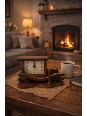 Seymen Bıçakçılık Ahşap Görünümlü Dekoratif Masa Saati – Nostaljik Hediyelik Saat