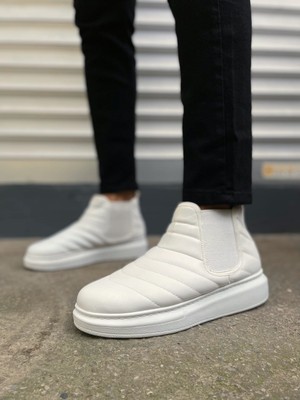 Zapatos JY205 Boston Bağcıksız Ortopedik Taban Cilt Erkek Spor Bot Cbt - Beyaz