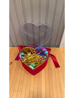 Snow Homs Ledli Kalpli Hediye Kutusu Şefaf Kapaklı/ Sevgililer Günü/hediye Kutusu/ 14CMX14CM