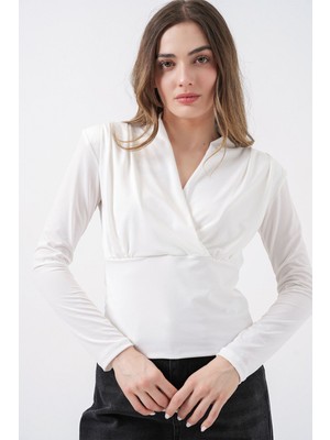 Hiccup Kadın Bdart V Yaka Dökümlü Bluz Beyaz
