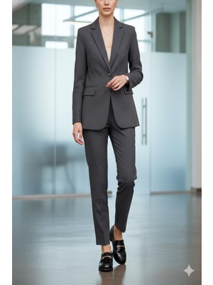 Shoemix Kadın Siyah Kroko Desenli Cilt Loafer Ayakkabı-Altın Tokalı Günlük Ayakkabı