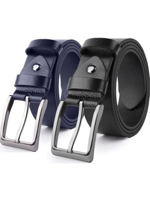 MIPEK DERI 2li 100 % Hakiki Deri Kot Kumaş Kanvas Pantolona Uyumlu Kemer