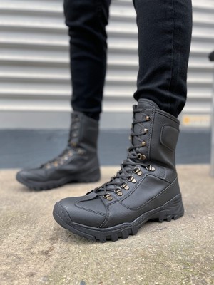 Zapatos JY999 Strike Bağcıklı Ortopedik Taban Günlük Cilt Erkek Askeri Postal Bot Cst Siyah