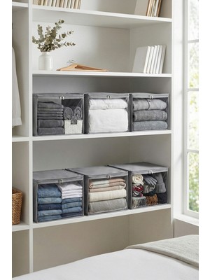 Rek Home 6 Adet Pencereli Küçük Boy Baza Altı, Valiz Düzenleyici Çeyizlik Bohça Hurcu / 30X22X18