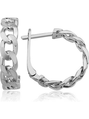 Bazarhane ​gümüş Zincir Desenli Halka Küpe