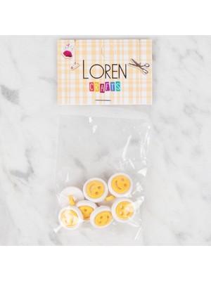 SHC4200 Crafts 8 Li Koyu Sarı Gülen Yüz Düğme - 631