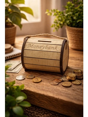 Seymen Bıçakçılık Ahşap Fıçı Tasarımlı Kumbara | Dekoratif Para Biriktirme Kutusu