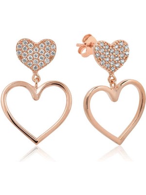 Bazarhane Gümüş Kalpli Bayan Küpe