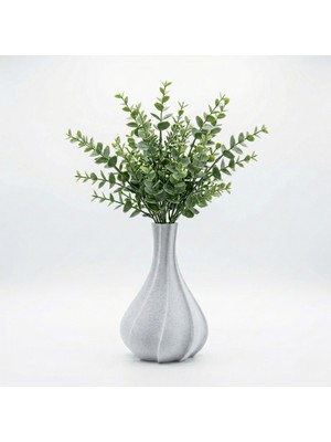 Atatuğ Hediyelik Modern Spiral Tasarım Beyaz Mermer Dokulu Dekoratif Mini Vazo (18 Cm) - Iskandinav Tarzı 3D Saksı