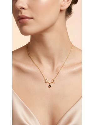 Stainless Steel Zarif Geyik Detaylı Kadın Çelik Kolye