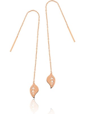 Bazarhane Gümüş Zincir Yaprak Küpe