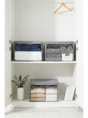 Rek Home 3 Adet Pencereli Küçük Boy Baza Altı, Valiz Düzenleyici Çeyizlik Bohça Hurcu / 30X22X18