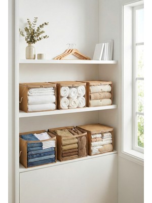 Rek Home 6 Adet Pencereli Küçük Boy Baza Altı, Valiz Düzenleyici Çeyizlik Bohça Hurcu / 30X22X18