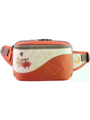 Pisikopat Unisex Baykuş Desenli Sanatsal Canvas Bel & Göğüs Çantası - Ay Figürlü Özel Tasarım