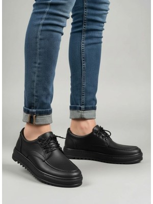 Zapatos JY-T12X Arts Bağcıklı Cilt Erkek Günlük Spor Klasik Ayakkabı Cst - Siyah