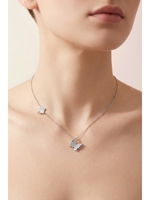 Stainless Steel Zarif Çoklu Kelebek Detaylı Çelik Kolye