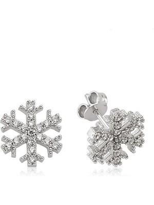 Bazarhane Gümüş Kar Tanesi Çivili Küpe