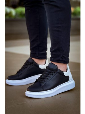 Zapatos KB-X500 Erkek Günlük Bağcıklı Cilt Spor Sneaker Ayakkabı Cbt - Siyah/beyaz