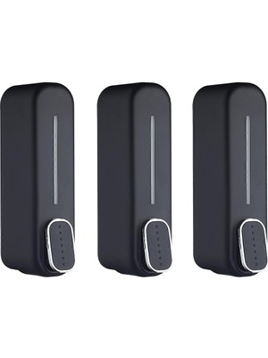 Dln Shop 3 Adet Manuel Sıvı Sabunluk Banyo Şampuanı Dağıtıcı Duvara Monte 350 ml Siyah Renk D-34