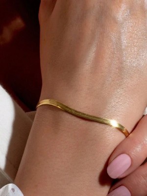 Tuqos Yassı Çelik 14 Ayar Görünümlü Bileklik