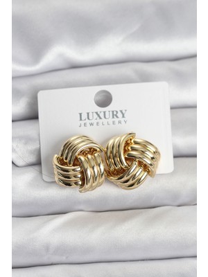 Değirmen Grup Pirinç Sarmal Gold Renk Kadın Küpe - Lisinya