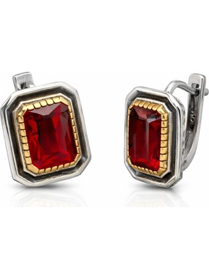 Bazarhane Gümüş Yakut Taşlı Otantik Kadın Küpe