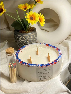 Pınk Grapefruıt Kokulu Mum, Dekoratif Beton