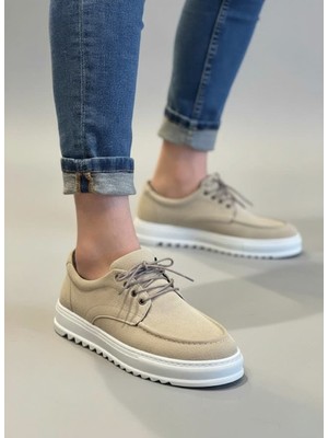 Zapatos JY-T12X Arts Bağcıklı Süet Erkek Günlük Spor Klasik Ayakkabı Sbt - Krem