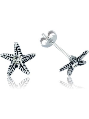 Bazarhane Gümüş Deniz Yıldızı Çivili Küpe