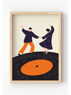 Miovi Works Vinyl Dance | Çerçeveli Modern Dans & Plak Müzik Temalı Salon Duvar Dekorasyonu Poster Tablo