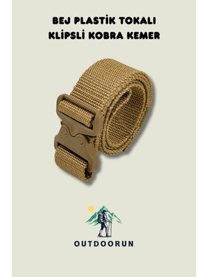 Outdoorun Bej Plastik Tokalı Klipsli Kobra Kemer