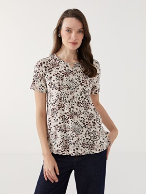 Lc Waikiki Yeni Sezon Bisiklet Yaka Desenli Kadın Bluz
