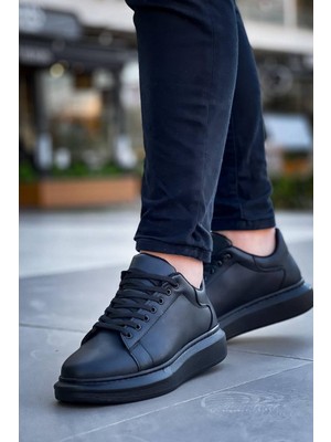 Zapatos KB-X500 Erkek Günlük Bağcıklı Cilt Spor Sneaker Ayakkabı Cst - Siyah