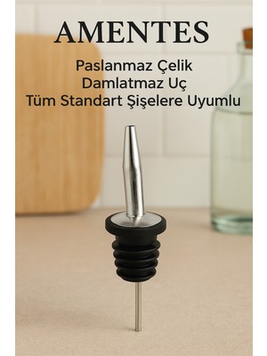 Özbience Metal Şişe Ucu Servis Aparatı Damlalık Yağdanlık Tapa Mantar