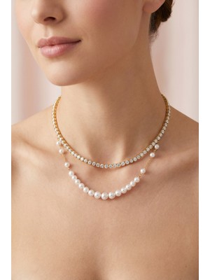 Stainless Steel Zarif Inci Detaylı Su Yolu Kadın Çelik Kolye