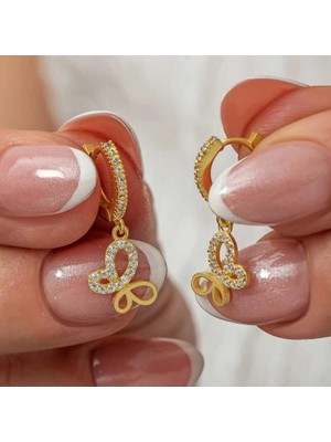 Bazarhane Gümüş Sallantılı Gold Kelebek Kadın Küpe