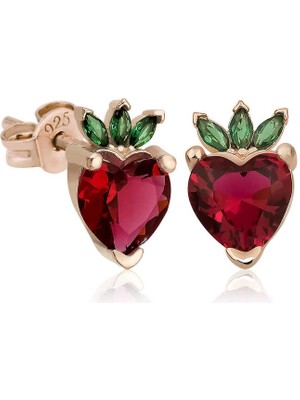 Bazarhane ​gümüş Çilek Figür Meyve Çivi Küpe