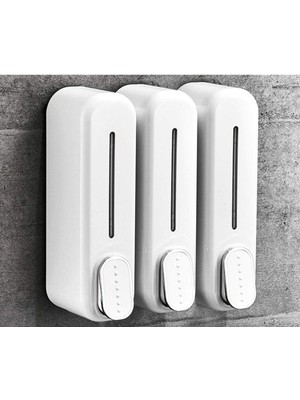 Dln Shop 3 Adet Beyaz Renk 350 ml Kapasiteli Manuel Sıvı Sabunluk Basmalı Duvara Monte D-34