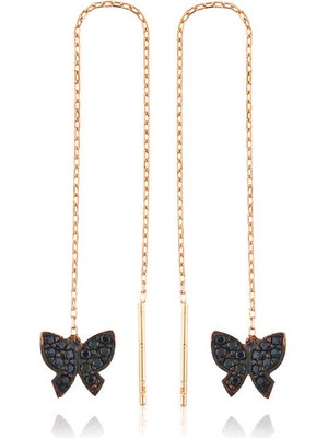 Bazarhane Gümüş Kelebek Zincir Küpe