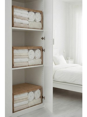 Rek Home 3 Adet Orta Boy Pencereli Baza Altı Kazak Pike Battaniye Giysi Kıyafet Hurcu / 52X28X21