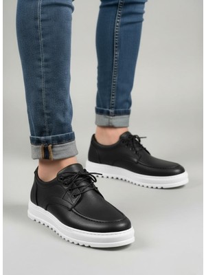 Zapatos JY-T12X Arts Bağcıklı Cilt Erkek Günlük Spor Klasik Ayakkabı Cbt - Siyah