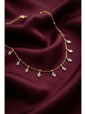 Stainless Steel Yılan Figürlü Çoklu Sallantılı Kadın Çelik Kolye