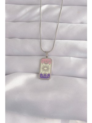 Vice Avm 316L Çelik Gümüş Renk Karışık Mineli Ay Figür Tarot Kolye  TG-VİCE9044 TG-V 3300