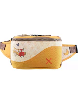Pisikopat Unisex Baykuş Desenli Sanatsal Canvas Bel & Göğüs Çantası - Ay Figürlü Özel Tasarım