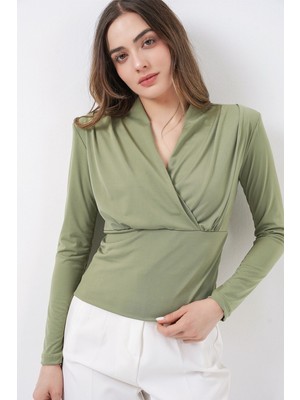 Hiccup Kadın Bdart V Yaka Dökümlü Bluz Yeşil