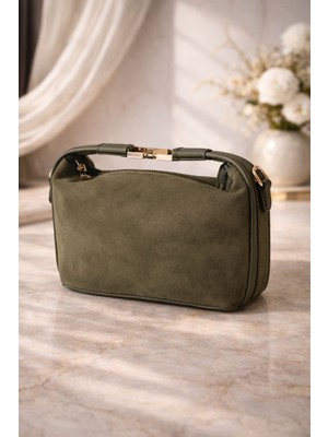 Egem Atelier Kadın Örgü Dokulu Gold Kilit Detaylı El ve Omuz Çantası