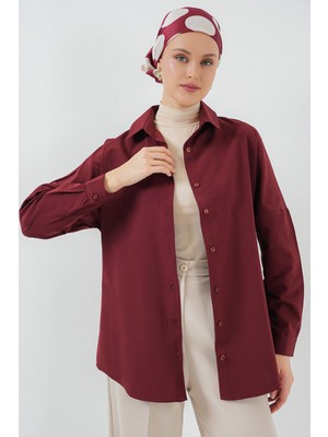 Hiccup Kadın Bdart Rahat Kesim Düğmeli Poplin Gömlek Leylak Moru