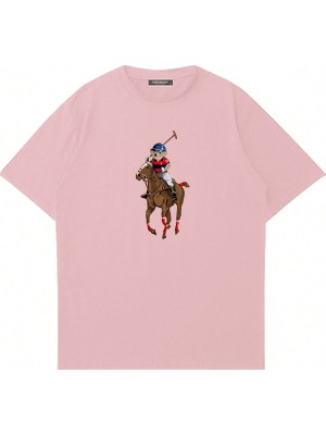 Mad&Calf Unisex Teddy Cowboy Baskılı Bisiklet Yaka Oversize Tshirt