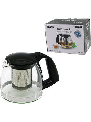 Go İthalat 700ML Cam Demlik Çelik Süzgeçli - Plastik Kulp - Kapak - Krom Çerçeve (5332)