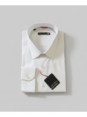 SDNYAZO Erkek Beyaz Klasik Gömlek Regular Slim Pamuklu Likralı Klasik Yaka